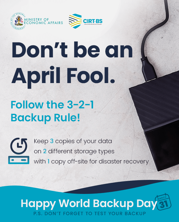 World Backup Day advisory on following the 3-2-1 Backup rule.