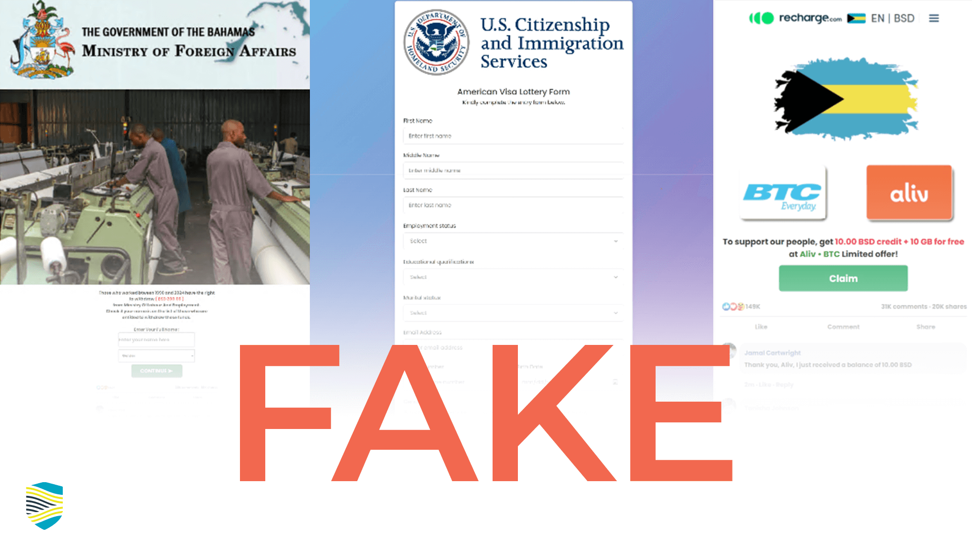 Fraudulent websites soliciting personal identifiable information including a spoofed version of the Ministry of Economic Affairs and the U.S. Department of Homeland Security.