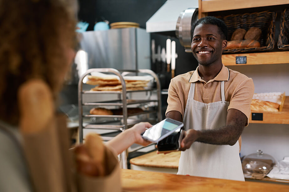Using a mobile wallet to make a payment.