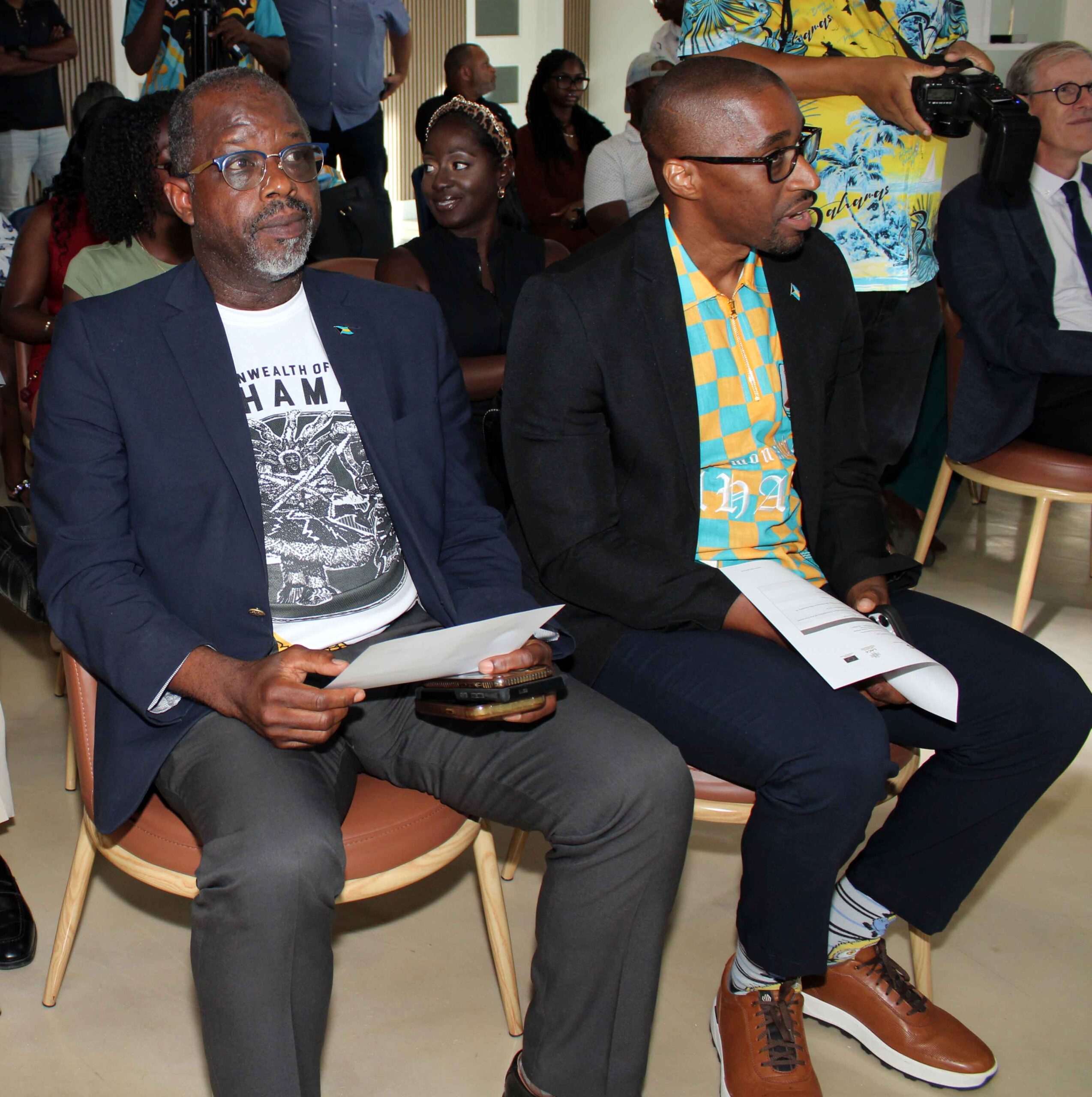 Attorney General Wayne Munroe and Senator Keenan Johnson, Parliamentary Secretary in the Ministry of Education, Science and Technology